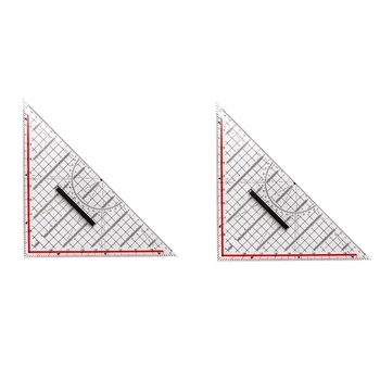 2Pcs 30CM чертеж триъгълник владетел многофункционален чертеж дизайн владетел с дръжка транспортир измерване владетел канцеларски материали