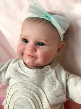 50CM Преродени бебешки кукли Мади усмивка момиче реалистичен силиконов винил новородено 3D кожата видими вени DIY играчки Коледен подарък за момичета