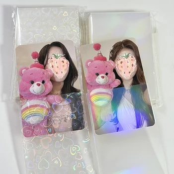 50Pcs/пакет Glittery Love Heart Laser Kpop Idol Photocard Card Sleeves Photo Cards Защитна чанта за съхранение