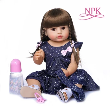 55CM оригинален NPK прероден бебе малко дете gir много мека цяло тяло силиконова кукла баня играчка