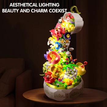 575PCS Цветно осветление Музикална кутия Серия градивни блокове Цветен домашен декор Аниме Творчески подарък играчка за деца възрастни Коледен подарък