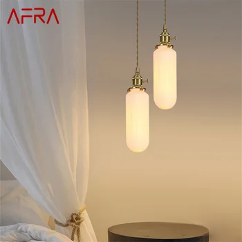 AFRA Модерна месингова висулка LED Nordic Creative Simply Ceramics Висяща лампа за домашна трапезария Спалня Нощно шкафче