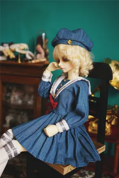 BJD е подходящ за 1/3 1/4 1/6 размер кукла пола с капачка midshipman дънкова пола кукла аксесоари (шапка + пола + чорапи)
