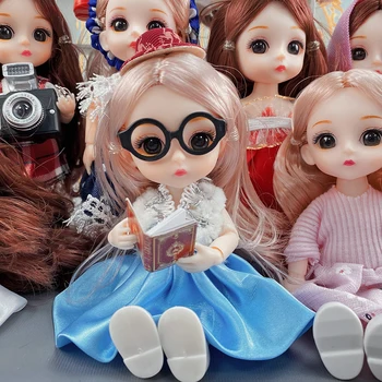 BJD кукла пълен комплект 1/6 дрехи мода рокля облекло 16CM подвижни стави очи грим подарък обличане кукли комплект аксесоари момиче играчка