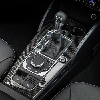 Car стайлинг въглеродни влакна стикер за Audi A3 8V S3 2014-2019 конзола Рамка за превключване на предавките Декоративни ленти Интериорни аксесоари