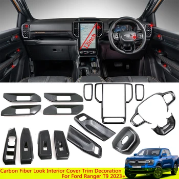 Carbon Fiber Look Car Interior Cover Trim Panel Декорация за Ford Ranger T9 2023 2024