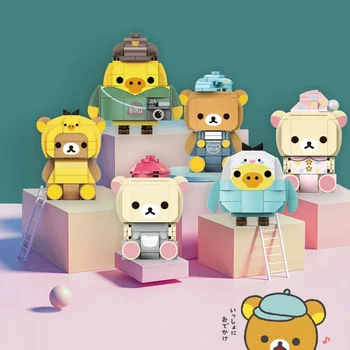 Creative Kumamon Bear Mini Building Blocks,Cartoon Chick Model Bricks Doll,DIY Assemble Education Toys Family Decoration Gifts
