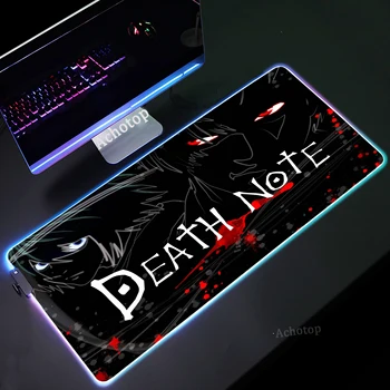 Death Note RGB подложка за мишка LED цветни светещи подложки за мишки XXL Големи аксесоари за игри Подложка за мишка Заключване на ръба на клавиатурата Подложки за клавиатура Deskmat