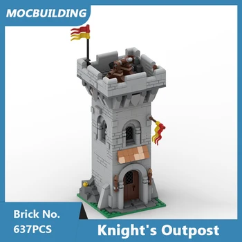 MOC Градивни блокове Lion Knight's Outpost Castle Модел DIY Сглобени тухли Архитектура Колекция Display Toys Подаръци 637PCS