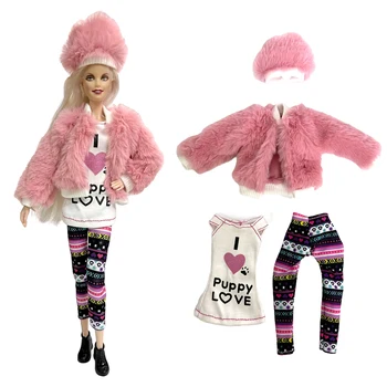 NK Официален 4 бр. Кукла сладък костюм благороден Розово палто + Любовен модел риза + етнически стил панталони За кукла Барби аксесоари
