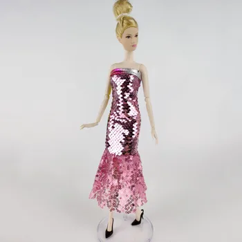 Pink ръчно изработени уникални пайети кукла рокля за Барби кукла парти рокля дрехи екипировки за 1/6 BJD кукли аксесоари детски играчки