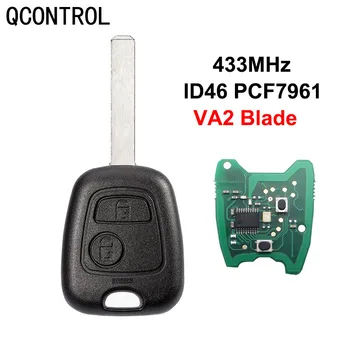 QCONTROL 433MHZ 2 бутона дистанционно за кола дистанционен ключ за Peugeot 307 Citroen C1 C3 автомобилен ключ VA2 острие ID46 чип PCF7941 ключодържател