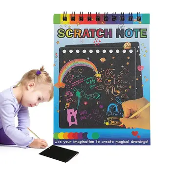 Scratch живопис детски играчки 10pcs творчески скицник карикатура хартия DIY графити инструмент дъга драскотина играчка за деца