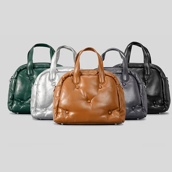 Simple Soft Space памук Desigenr чанта облак възглавница 2023 жените ежедневни чанти бутон декорация твърди луксозен дизайнер чанта