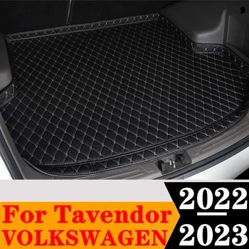 Sinjayer кола багажник мат ВСИЧКИ Времето опашка багажник багажник подложка килим висока страна задна товарна облицовка за Volkswagen VW Tavendor 2022 2023