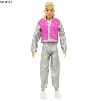 Sliver мода облекло за кен момче кукла дрехи комплект розово пайети палто яке панталони за Кен мъжки 1/6 кукли аксесоари детски играчки