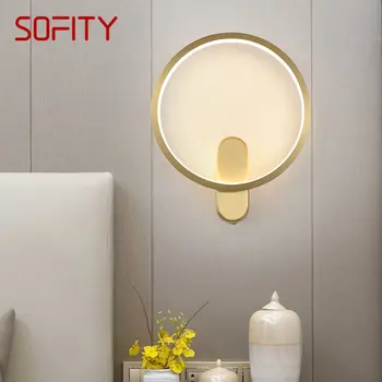 SOFITY Съвременна стенна лампа LED с индукционен месинг Creative Gold Sconce Light за домашен хол спалня декор