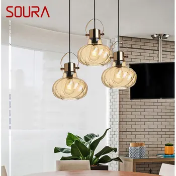 SOURA Скандинавски висящи LED осветителни тела Промишлени творчески фенер дизайн висулка лампа за домашна спалня таванско помещение декор