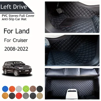 TEGART 【LHD】За Toyota за Land Cruiser(8seat) 2008-2022 Трислойна PVC стерео пълна покривка против хлъзгане на кола