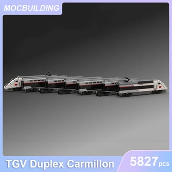TGV дуплекс Carmillon високоскоростен влак MOC строителни блокове DIY сглобяване на тухли Транспорт Образователни коледни играчки Подаръци 5827PCS