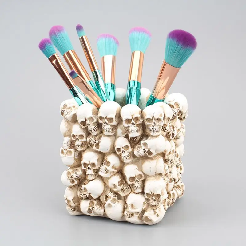 E9LB череп украшение скелет канцеларски държач за писалка Домашен офис Настолен молив грим инструменти за съхранение Хелоуин декор . ' - ' . 3