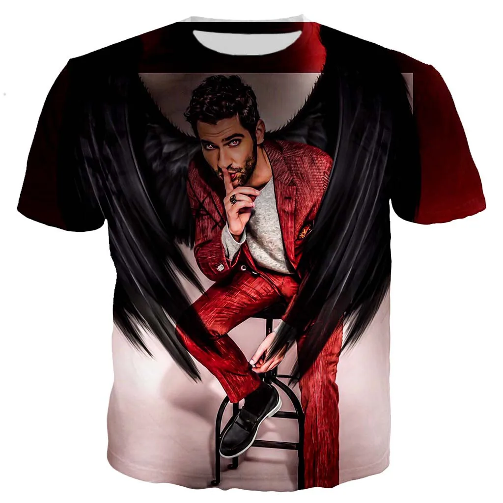 Lucifer Morningstar Мъже/жени Нова мода Cool 3D Lucifer отпечатана тениска Casual Harajuku Style T Shirts Streetwear Hip Hop Tops . ' - ' . 1