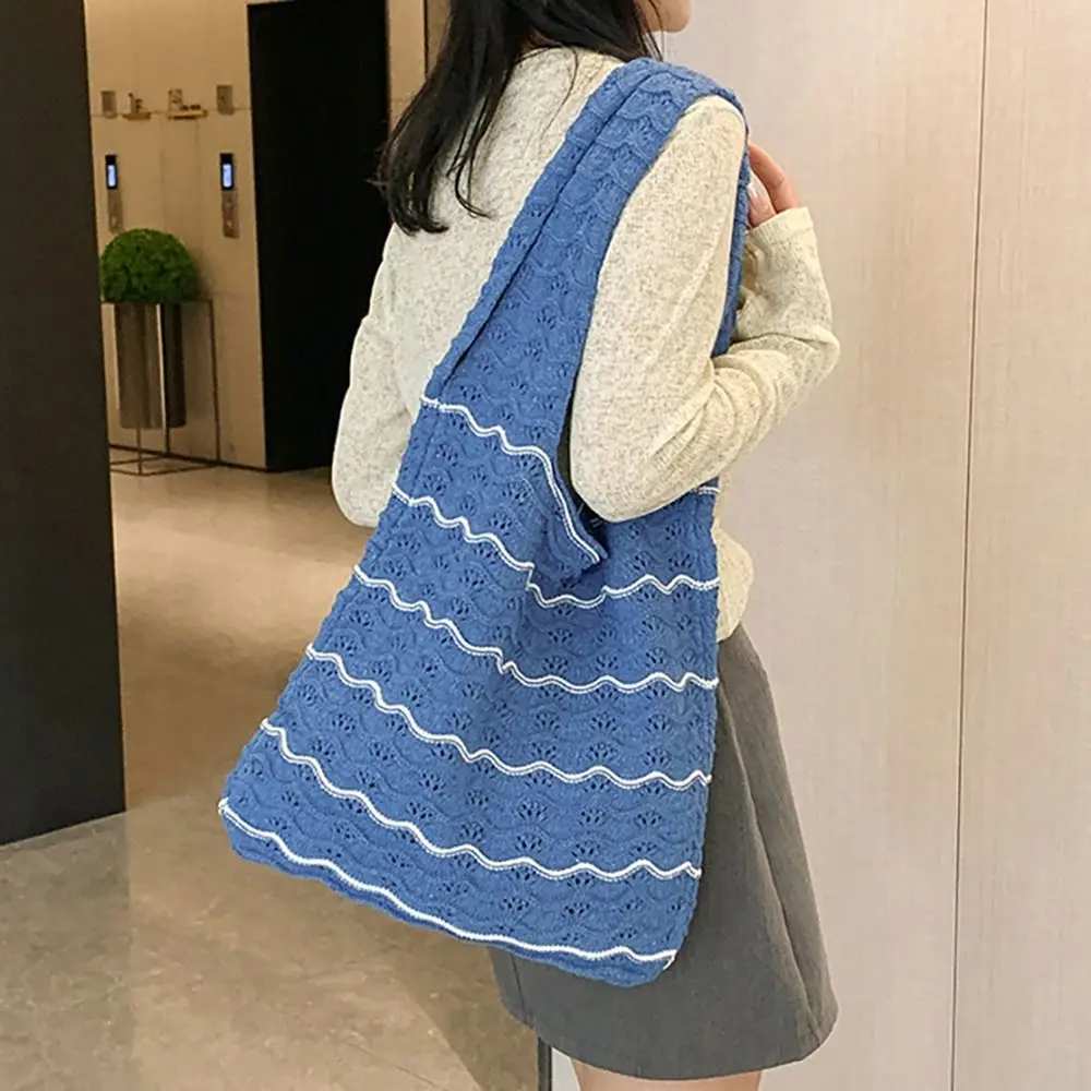 Естетични Boho плетени чанти за рамо ретро голям капацитет случайни плетене чанти кухи тъкани плетене на една кука чанта жени момичета . ' - ' . 0