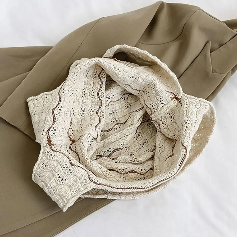 Естетични Boho плетени чанти за рамо ретро голям капацитет случайни плетене чанти кухи тъкани плетене на една кука чанта жени момичета . ' - ' . 3