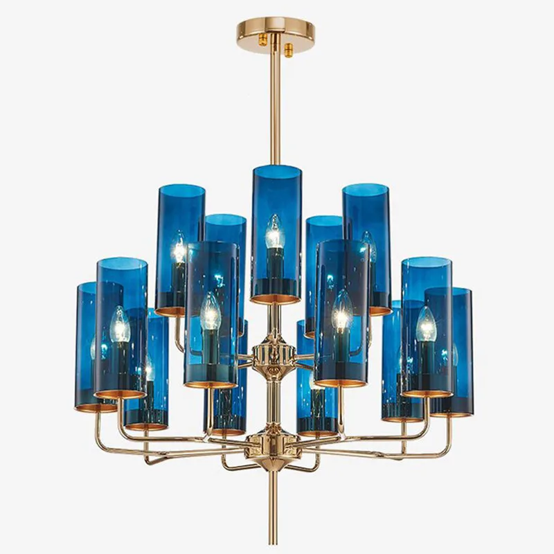 Nordic LED луксозен стъклен полилей синьо/кехлибарено модерно висящо окачване на лампа Living трапезария спалня висулка осветителни тела . ' - ' . 1