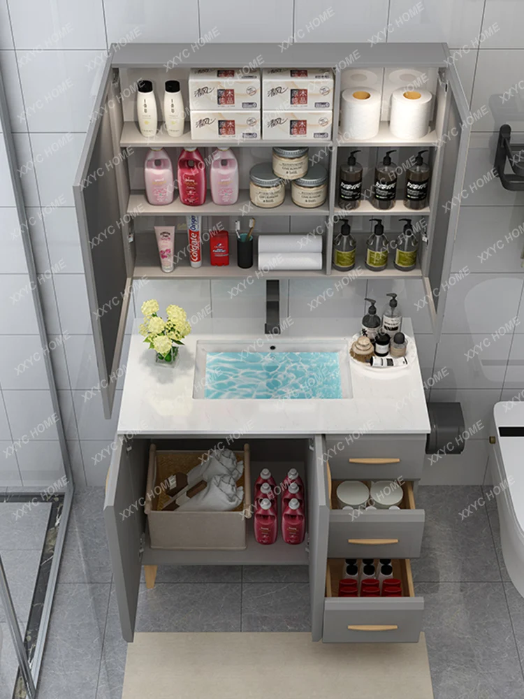 Nordic Smart Mirror Шкаф за баня Комбинация Баня Маса за ръчно измиване Кабинет Двойна мивка Измиване на лицето Шкаф за мивка . ' - ' . 2