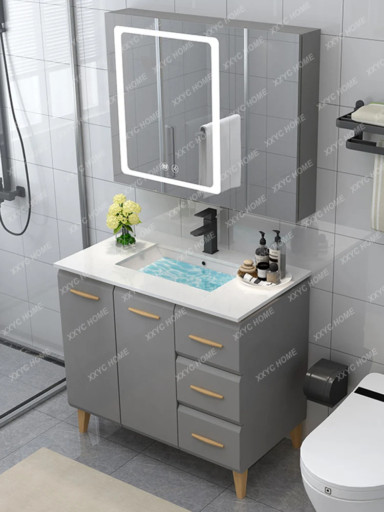 Nordic Smart Mirror Шкаф за баня Комбинация Баня Маса за ръчно измиване Кабинет Двойна мивка Измиване на лицето Шкаф за мивка . ' - ' . 3