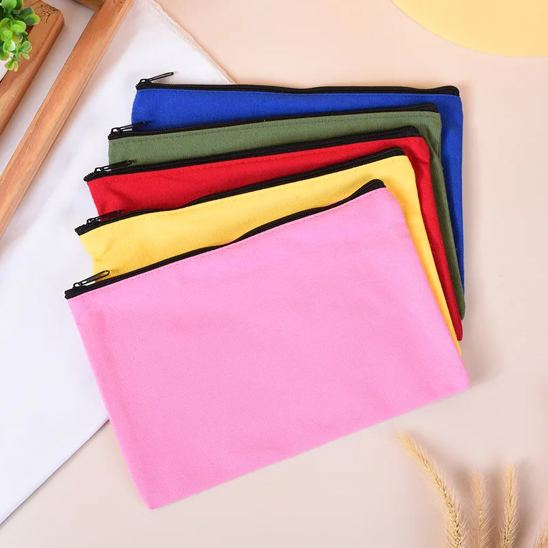 ISKYBOB 5PCs платно писалка чанта цип канцеларски чанта жени handheld съхранение грим чанта плътен цвят плат съхранение цип торбичка . ' - ' . 0