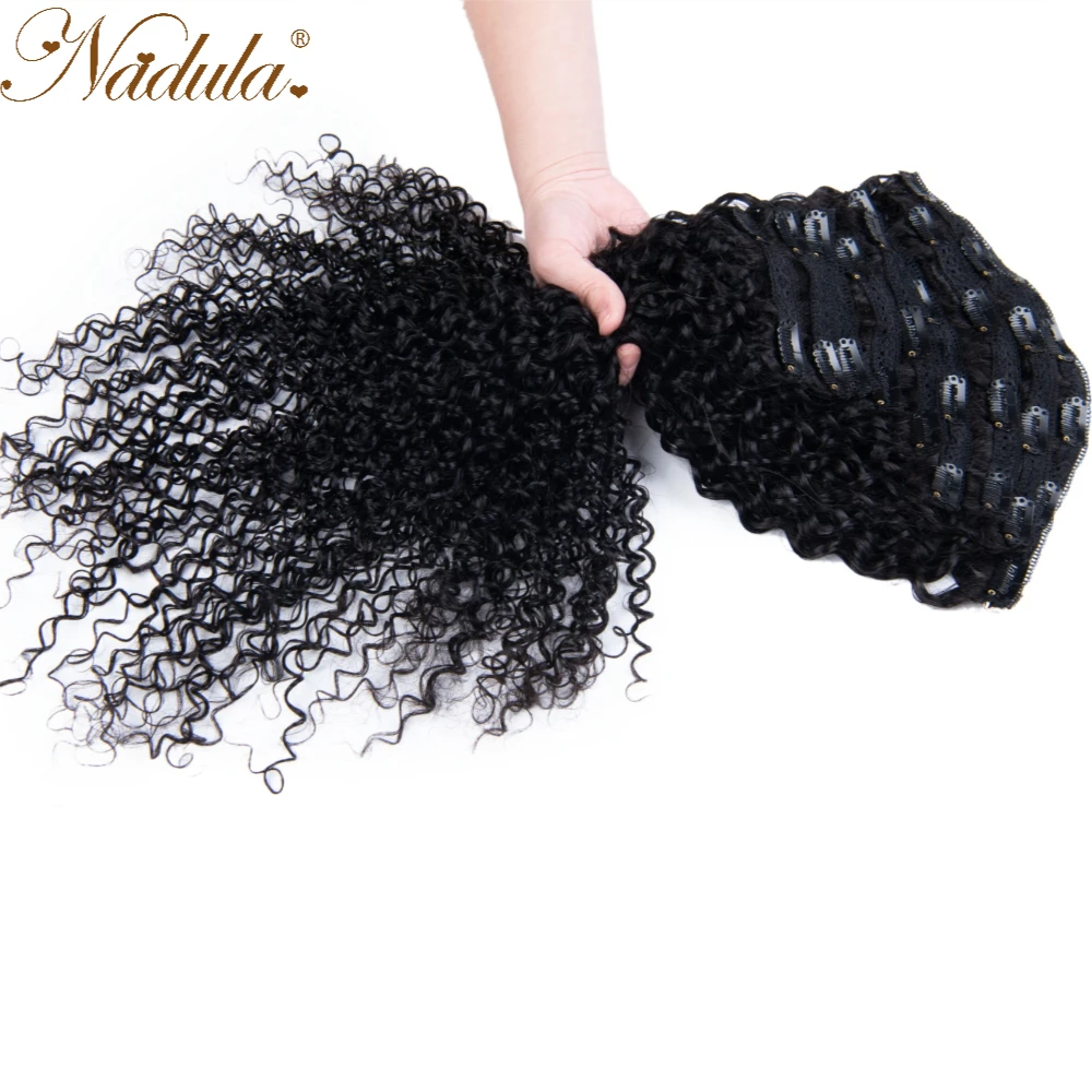 Nadula коса къдрава клип в разширение черен конска опашка извратени къдрава коса разширение 9Pcs/комплект с фиби безшевни естествени къдрава клип . ' - ' . 3