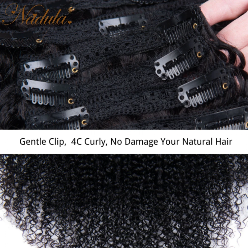 Nadula коса къдрава клип в разширение черен конска опашка извратени къдрава коса разширение 9Pcs/комплект с фиби безшевни естествени къдрава клип . ' - ' . 5