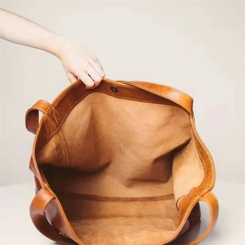 Жените реколта Weekender мека кожа извънгабаритни рамо чанта големи голяма голяма пазарска чанти мода преносими открит пътни чанти . ' - ' . 4