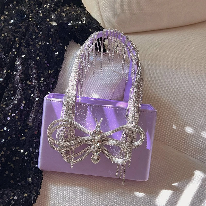 лъскав пискюл кристал пеперуда кутия чанти за жени елегантен бутик кристал сатен вечер съединител чанта сватбено тържество мъкна . ' - ' . 4
