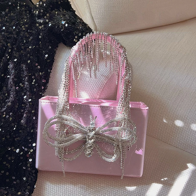 лъскав пискюл кристал пеперуда кутия чанти за жени елегантен бутик кристал сатен вечер съединител чанта сватбено тържество мъкна . ' - ' . 5
