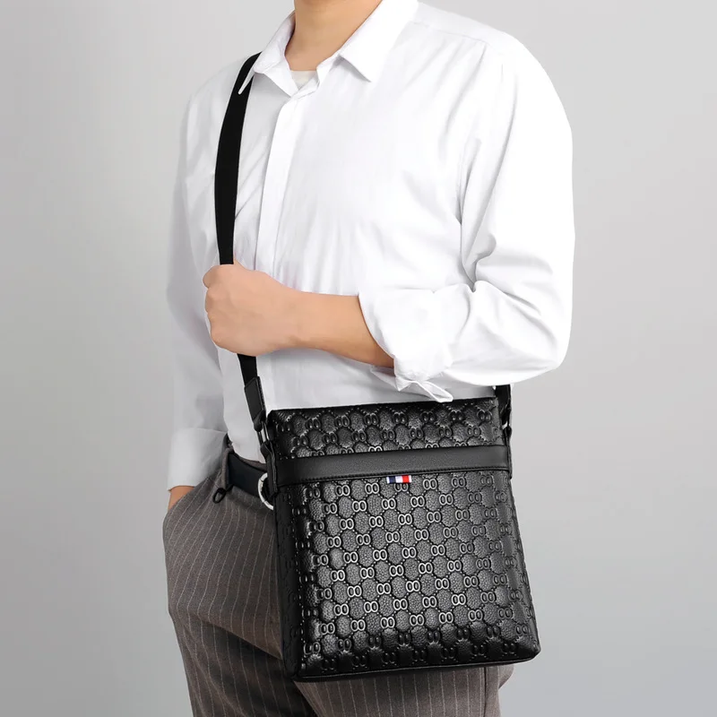 Луксозен мъжки първи слой телешка еднораменна чанта Мода многофункционална бизнес чанта модерна мека кожа мъжка чанта . ' - ' . 3