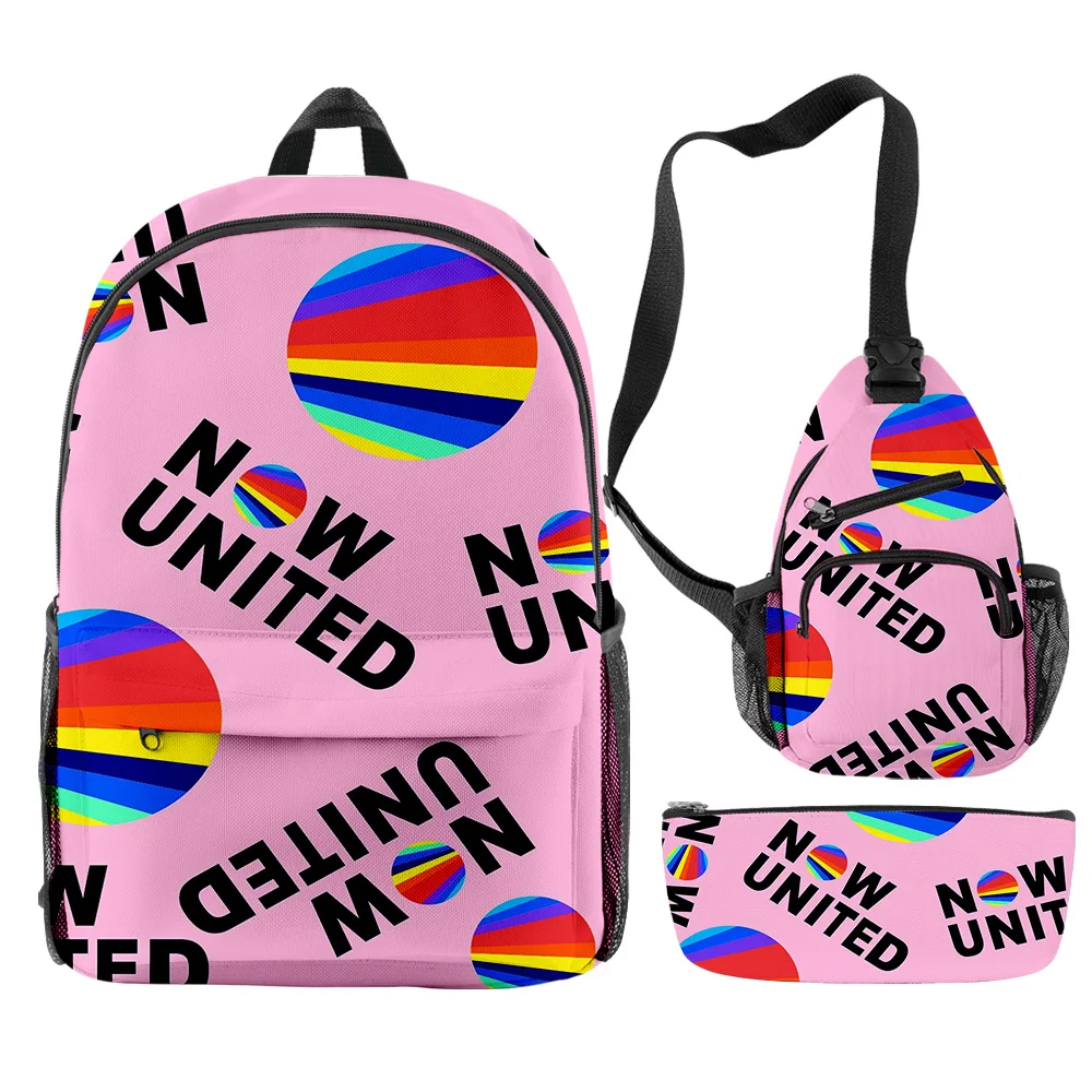 Класическа мода сега United POP Group 3D печат 3бр / комплект ученици училищни чанти модерен пътуване лаптоп раница гърдите чанта молив случай . ' - ' . 0