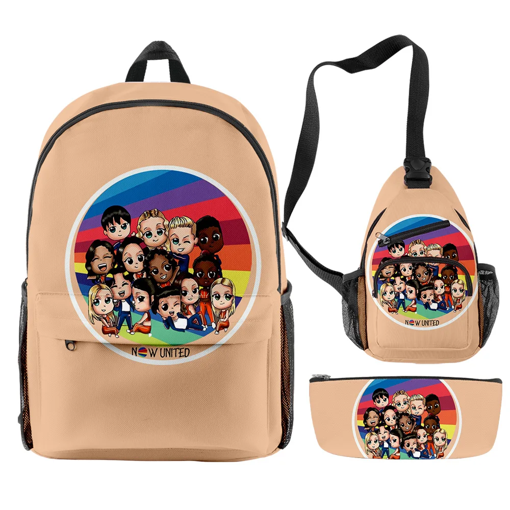 Класическа мода сега United POP Group 3D печат 3бр / комплект ученици училищни чанти модерен пътуване лаптоп раница гърдите чанта молив случай . ' - ' . 1