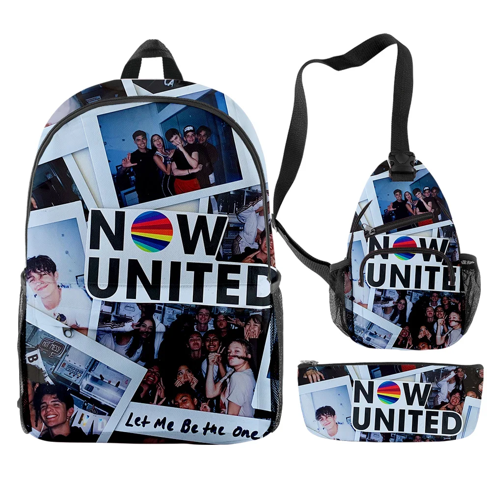 Класическа мода сега United POP Group 3D печат 3бр / комплект ученици училищни чанти модерен пътуване лаптоп раница гърдите чанта молив случай . ' - ' . 3