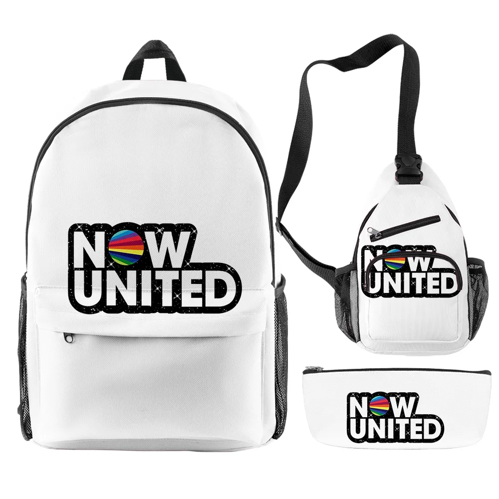 Класическа мода сега United POP Group 3D печат 3бр / комплект ученици училищни чанти модерен пътуване лаптоп раница гърдите чанта молив случай . ' - ' . 4