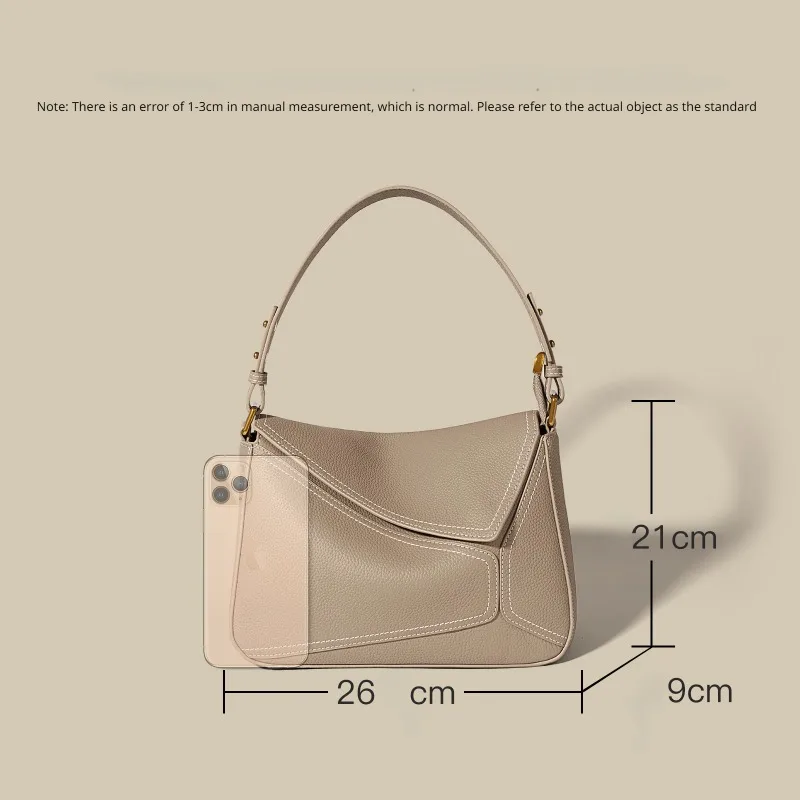 Дамска чанта Геометрична чанта от естествена кожа 2023 Есенна дамска чанта за рамо под мишниците Женска популярна чанта за пътуване . ' - ' . 3