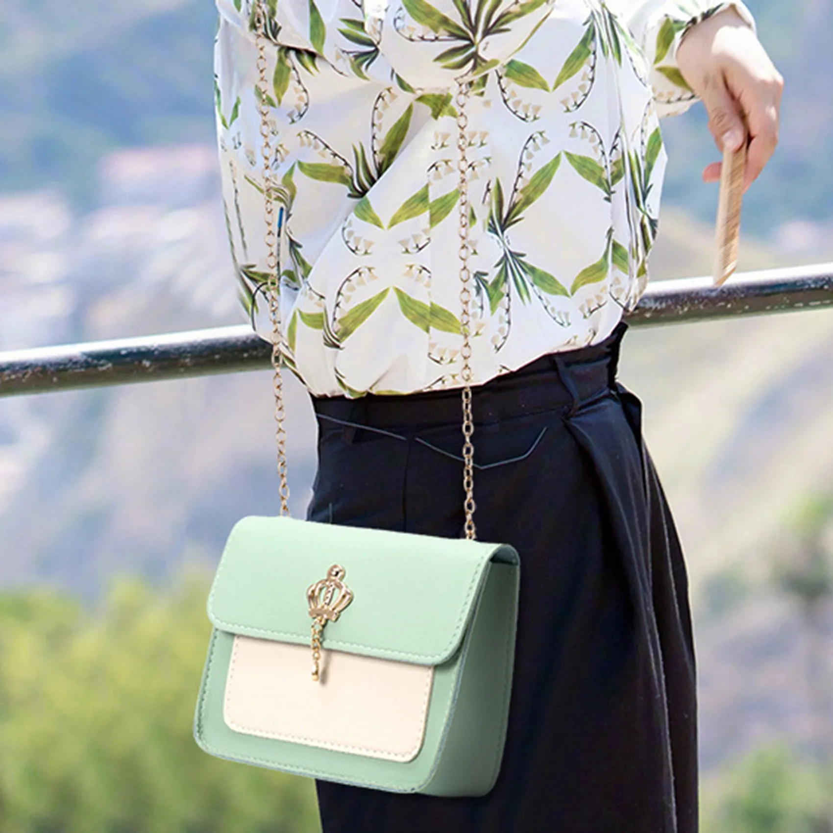 Дамска чанта Луксозен дизайнерски капак Корона верига рамо малка квадратна чанта Messenger Crossbody чанта мобилен телефон чанта . ' - ' . 1