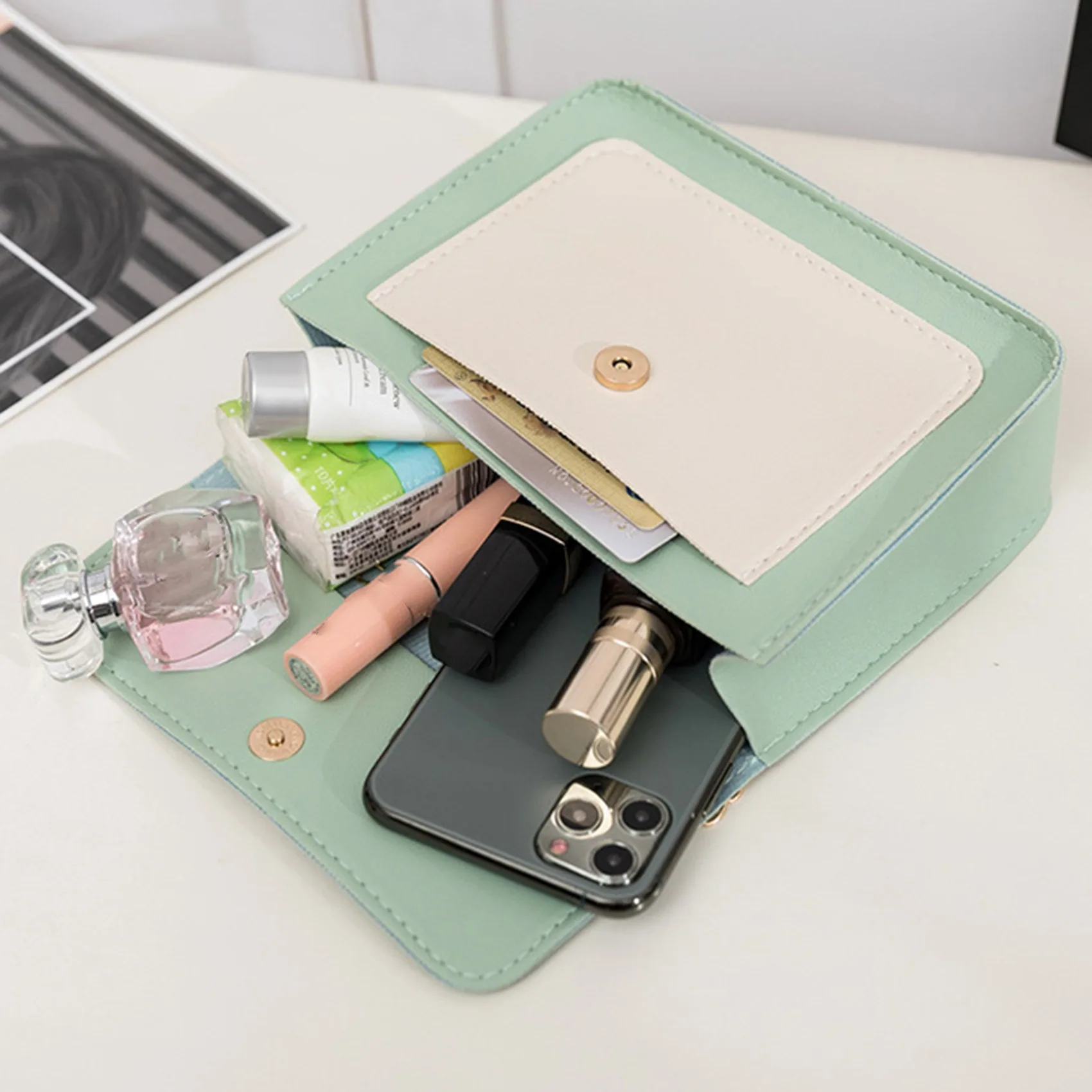 Дамска чанта Луксозен дизайнерски капак Корона верига рамо малка квадратна чанта Messenger Crossbody чанта мобилен телефон чанта . ' - ' . 3