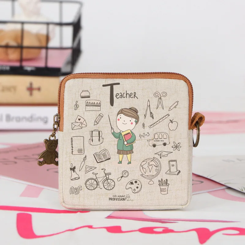 Карикатура притежател на карта за жена сладък мини квадрат монета чанта многофункционален преносим чанта за съхранение на открито карта чанти . ' - ' . 4