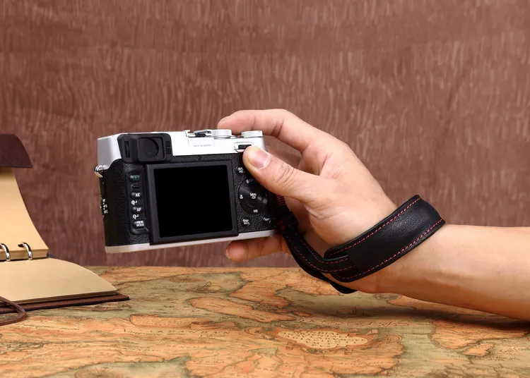 Оригинален ръчно изработен двустранен фотоапарат от естествена кожа Каишка за китката Сгъстяване на каишка за ръце за Sony Leica Fuji Olympus Pentax Panasonic . ' - ' . 4