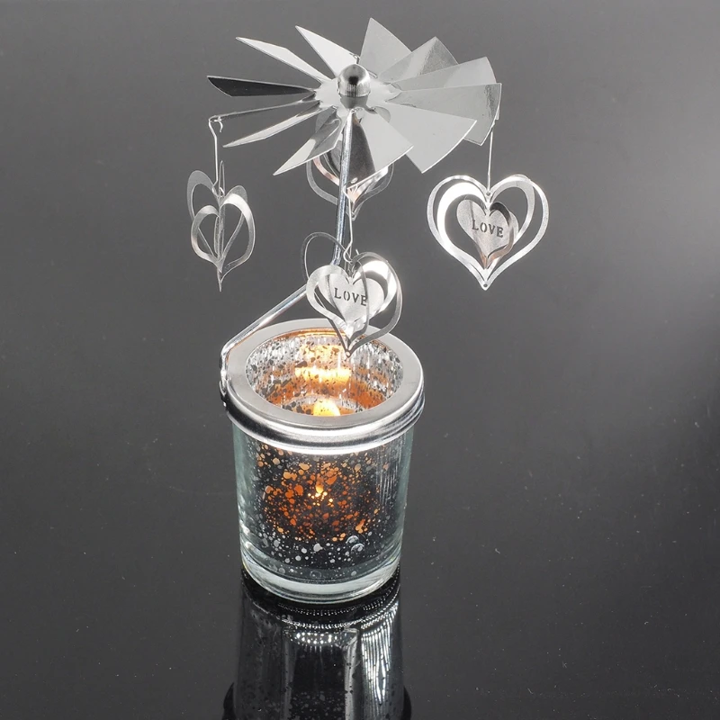 Ротационен свещник Въртящ се свещник Метална стойка за чай за романтична сватба Начало Декор на маса Holiday Favor . ' - ' . 2
