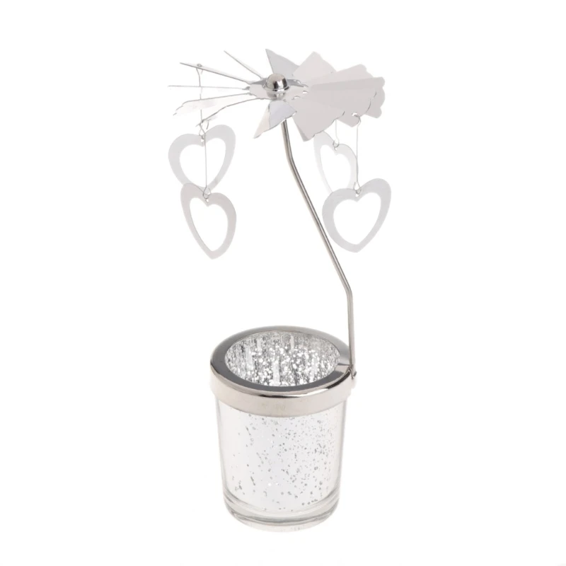 Ротационен свещник Въртящ се свещник Метална стойка за чай за романтична сватба Начало Декор на маса Holiday Favor . ' - ' . 4