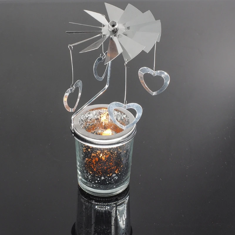 Ротационен свещник Въртящ се свещник Метална стойка за чай за романтична сватба Начало Декор на маса Holiday Favor . ' - ' . 5